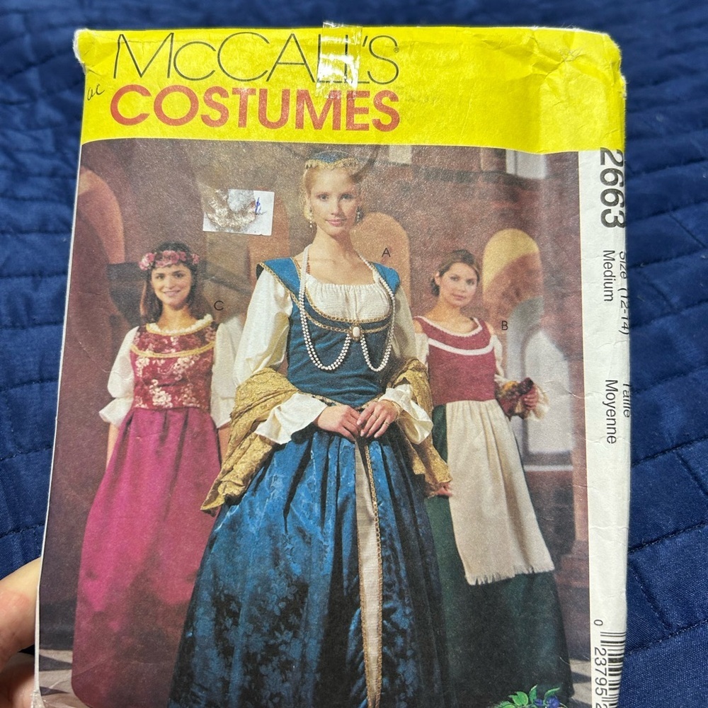 McCalls costumes-uncut -2663-size med medieval costumes- snood and shawl